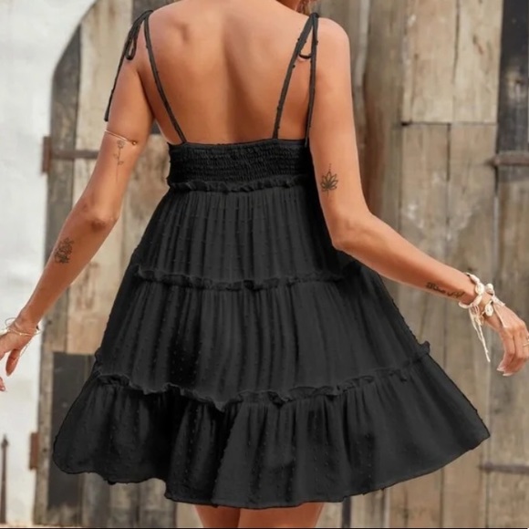 Boho dusty blue Swiss dot frill trim cami mini dress - Picture 15 of 16